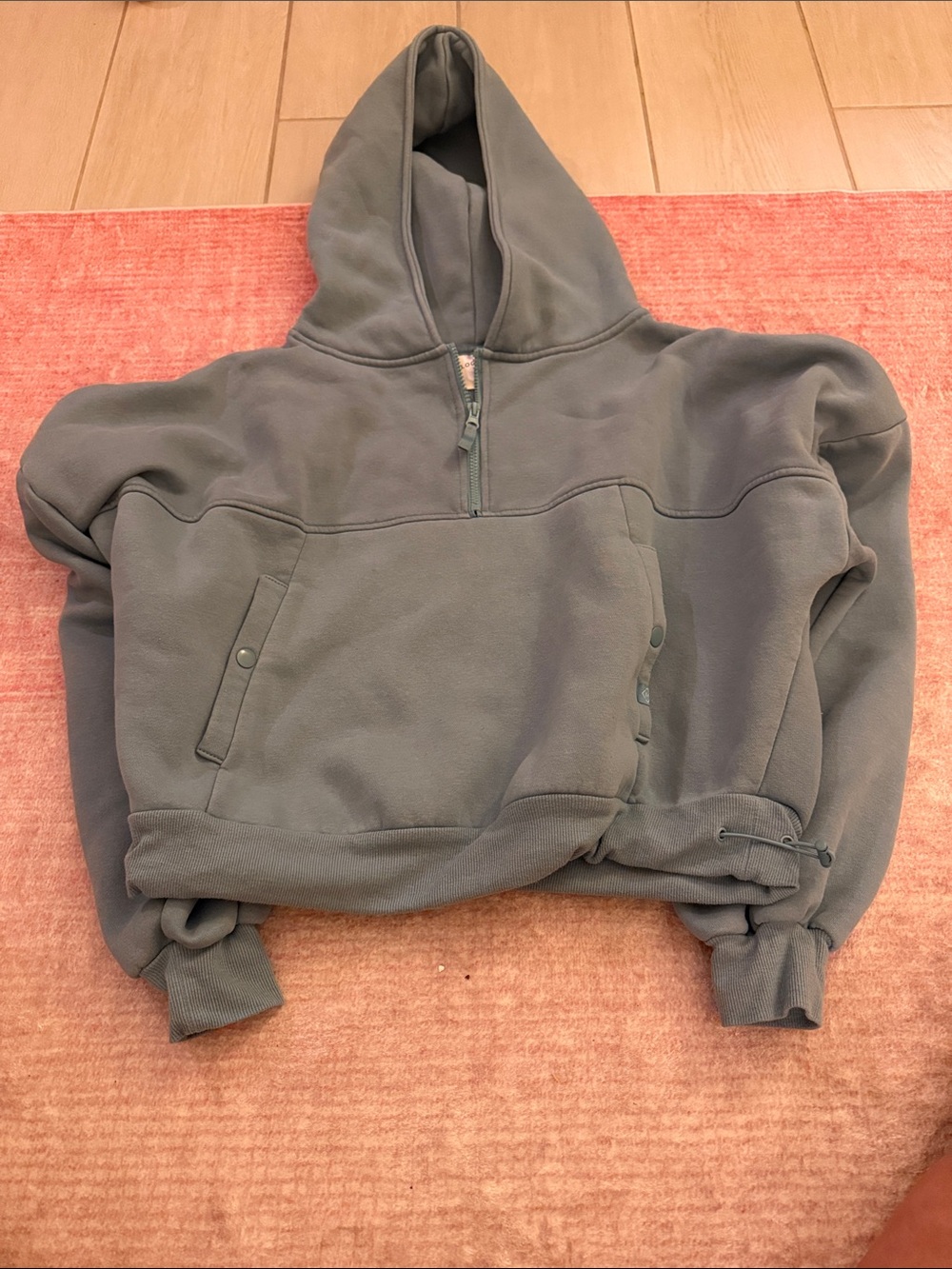 Women's Half-Zip Hooded Pullover Sweatshirt in Slate Gray